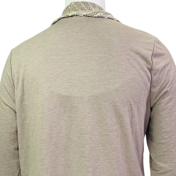 Logo Lori Goldstein Womens Cardigan Mixed Media Open Front Boucle Knit Shale XL - Picture 5 of 11